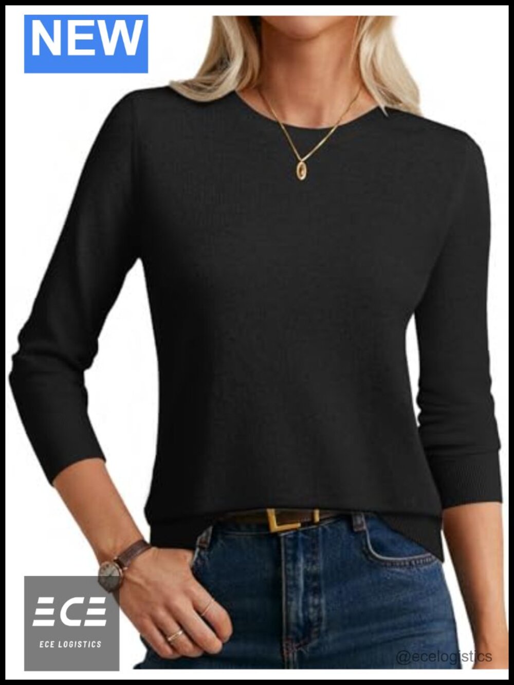 Womens Cashmere Merino Wool Sweater Lightweight Crewneck Pullover